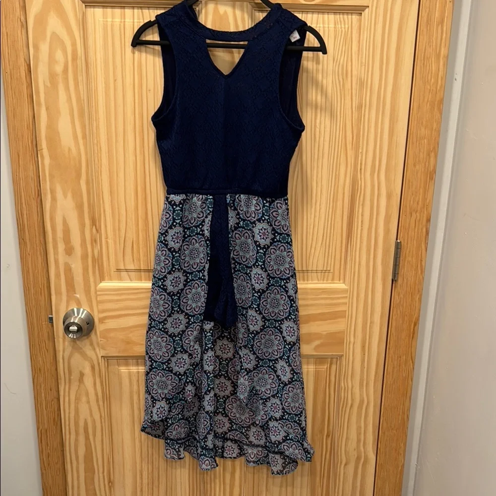 Justice Blue and Black High Low Sundress V-Neck shorts dress